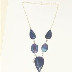 Boho silver southwestern Chic Blue Teardrop Necklace